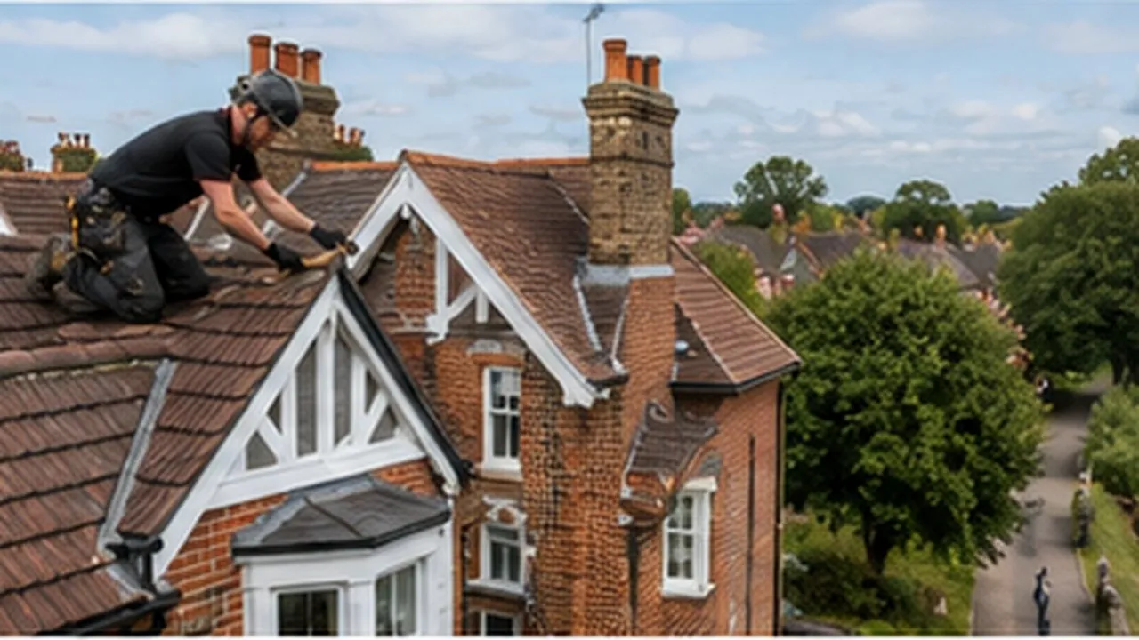 Roof repairs on a Victorian terrace in Bedford, Bedfordshire