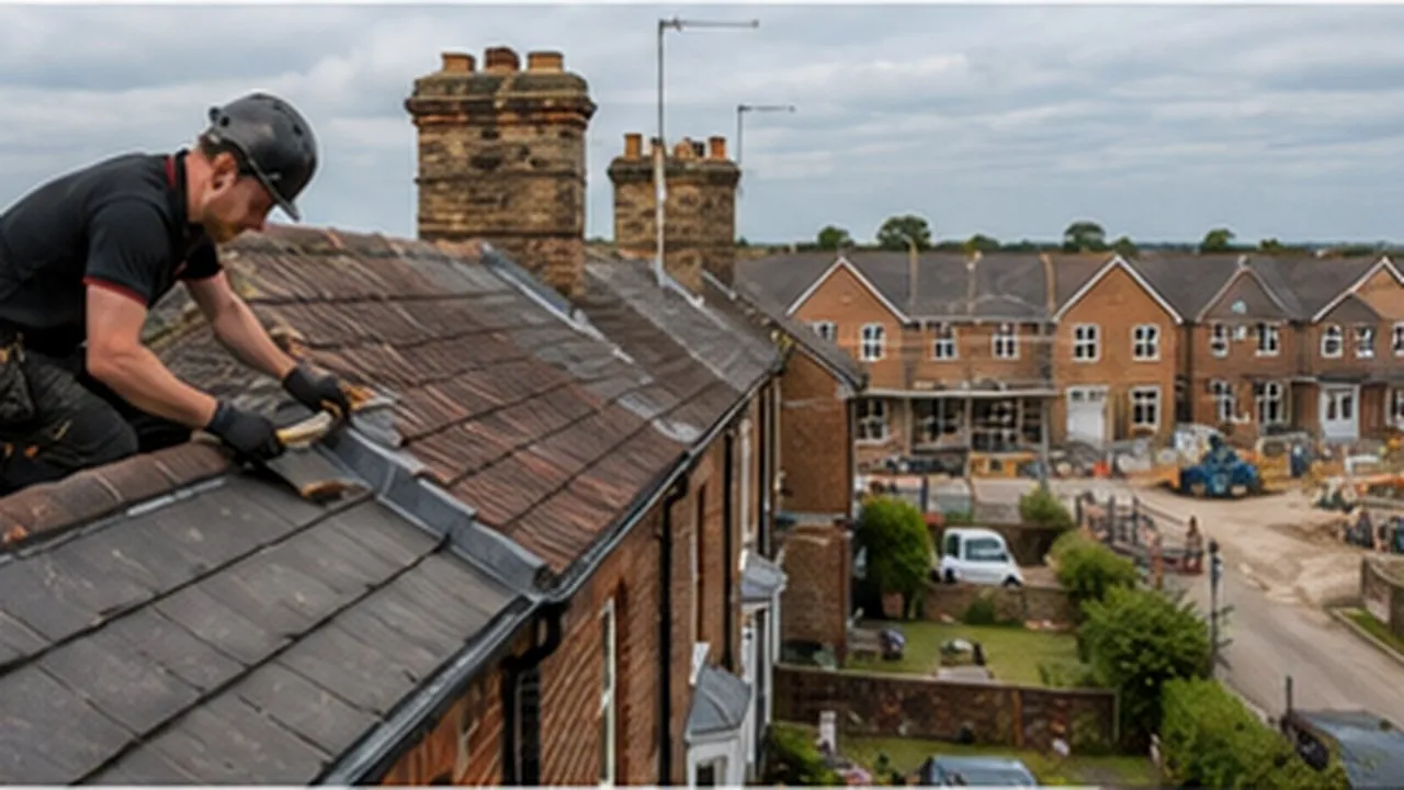 Roof repairs on housing in Wellingborough, Northamptonshire